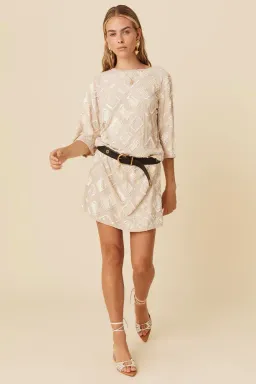 Spell Light of Moon Sequin Tunic Dress Cream Size XS/Au 8 for rent on The Volte - image 4