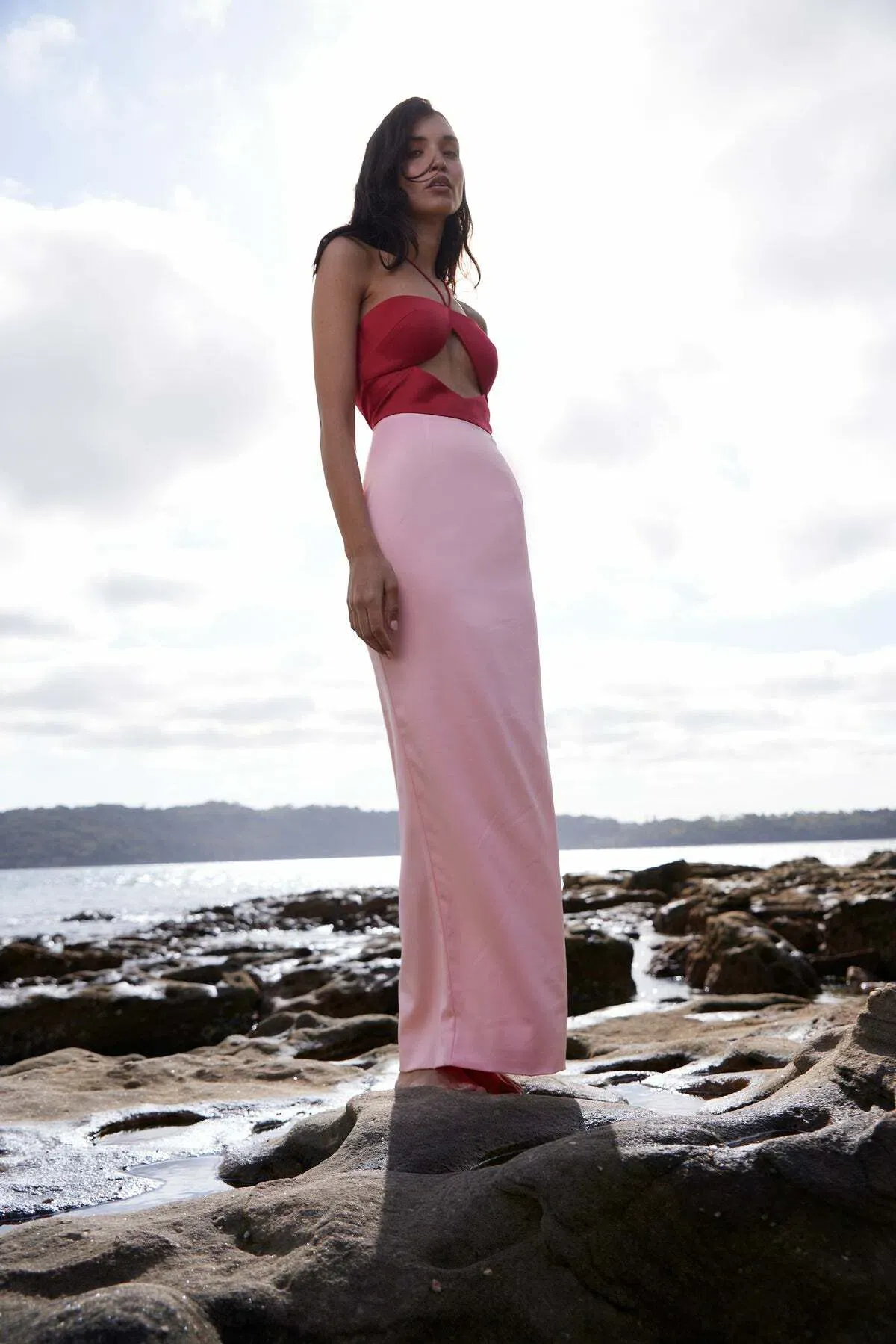 Sonya Moda Siena Spliced Midi Dress Red/Pink Size 10 - Image 1