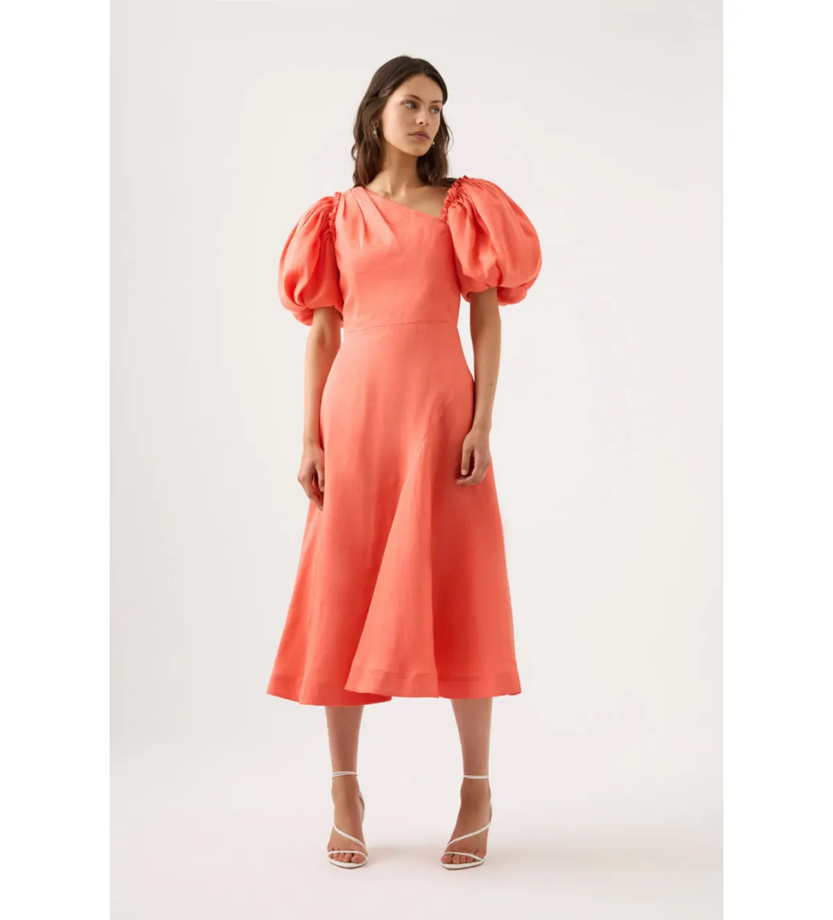 AJE Maia Off Shoulder Midi Dress Coral Orange  Size 16  - Image 1