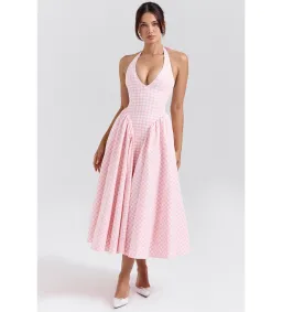 House of CB Marilyn  Gingham Halter Midi Dress Strawberry Shortcake Size XL/Au 14 for rent on The Volte - image 3