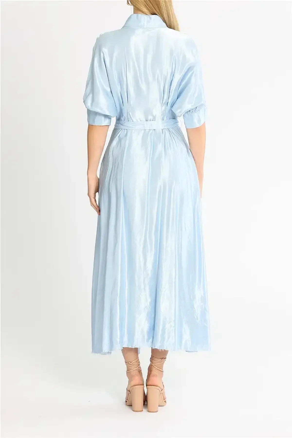 AJE Cosmos Hudson Midi Dress - SHINY SKY BLUE SIZE 14 - Image 5