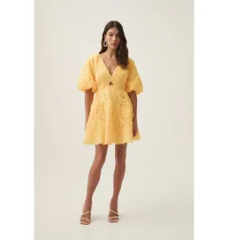 Aje Florential Mini Swing Dress Soft Yellow Size AU 8 for rent on The Volte - image 1