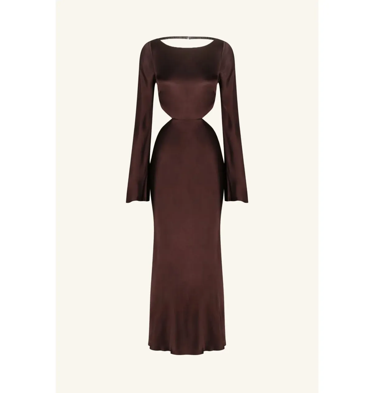 Shona Joy Lana Long Sleeve Open Back Midi Dress Cocoa Size AU 8 - Image 3