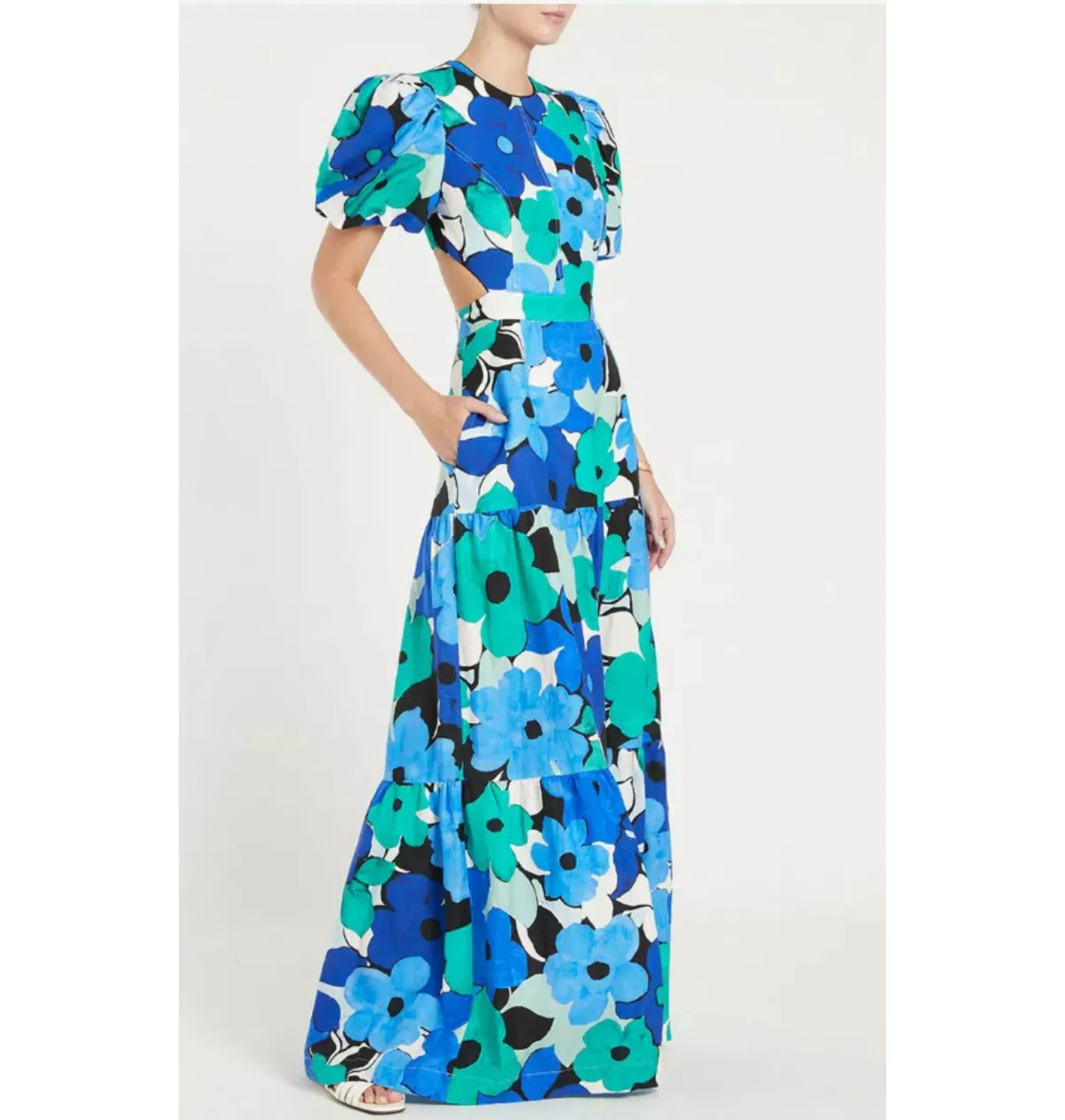 Rebecca Valance Puglia Cut Out Maxi Dress Print Size AU 12 - Image 1