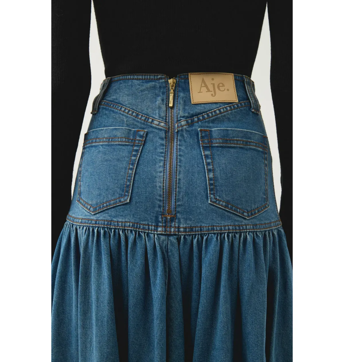 Aje Belmond Denim Midi Skirt 90's Wash Size AU 4 - Image 5