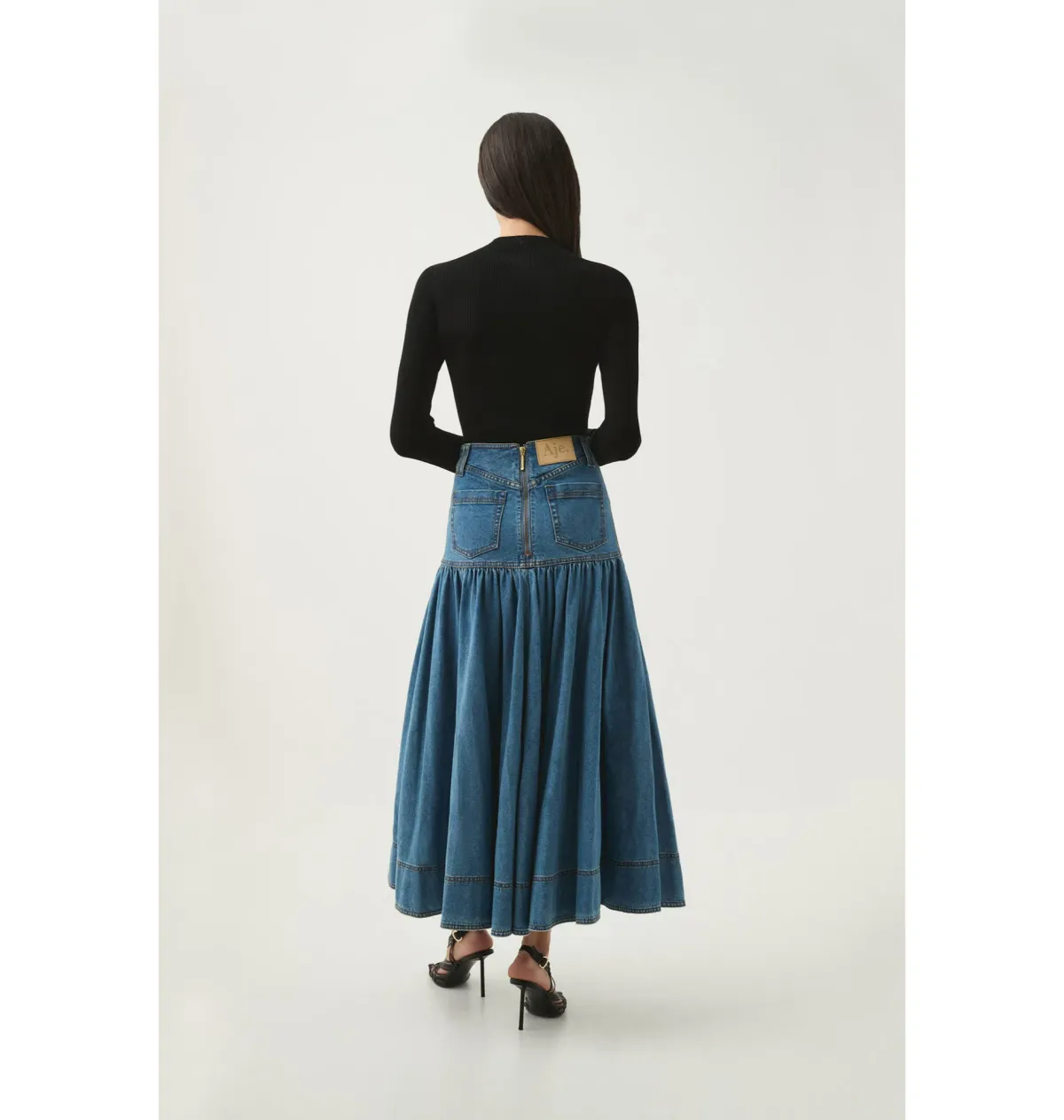 Aje Belmond Denim Midi Skirt 90's Wash Size AU 4 - Image 4