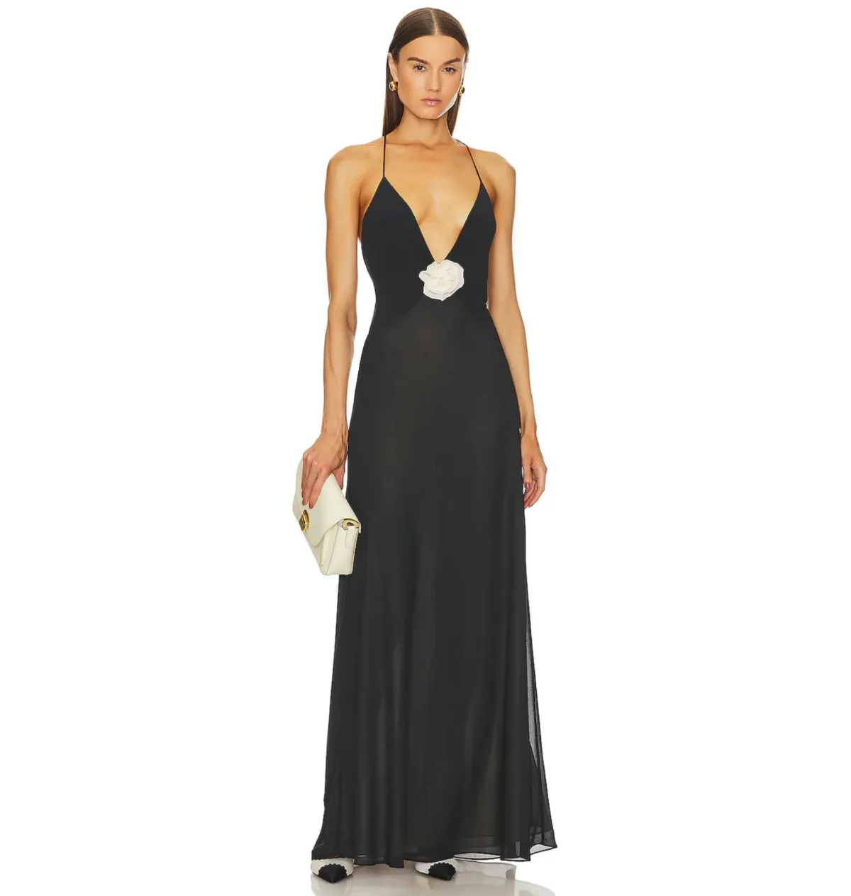 Helsa Sheer Deep V Maxi Dress Black Size S / AU 8 - Image 1