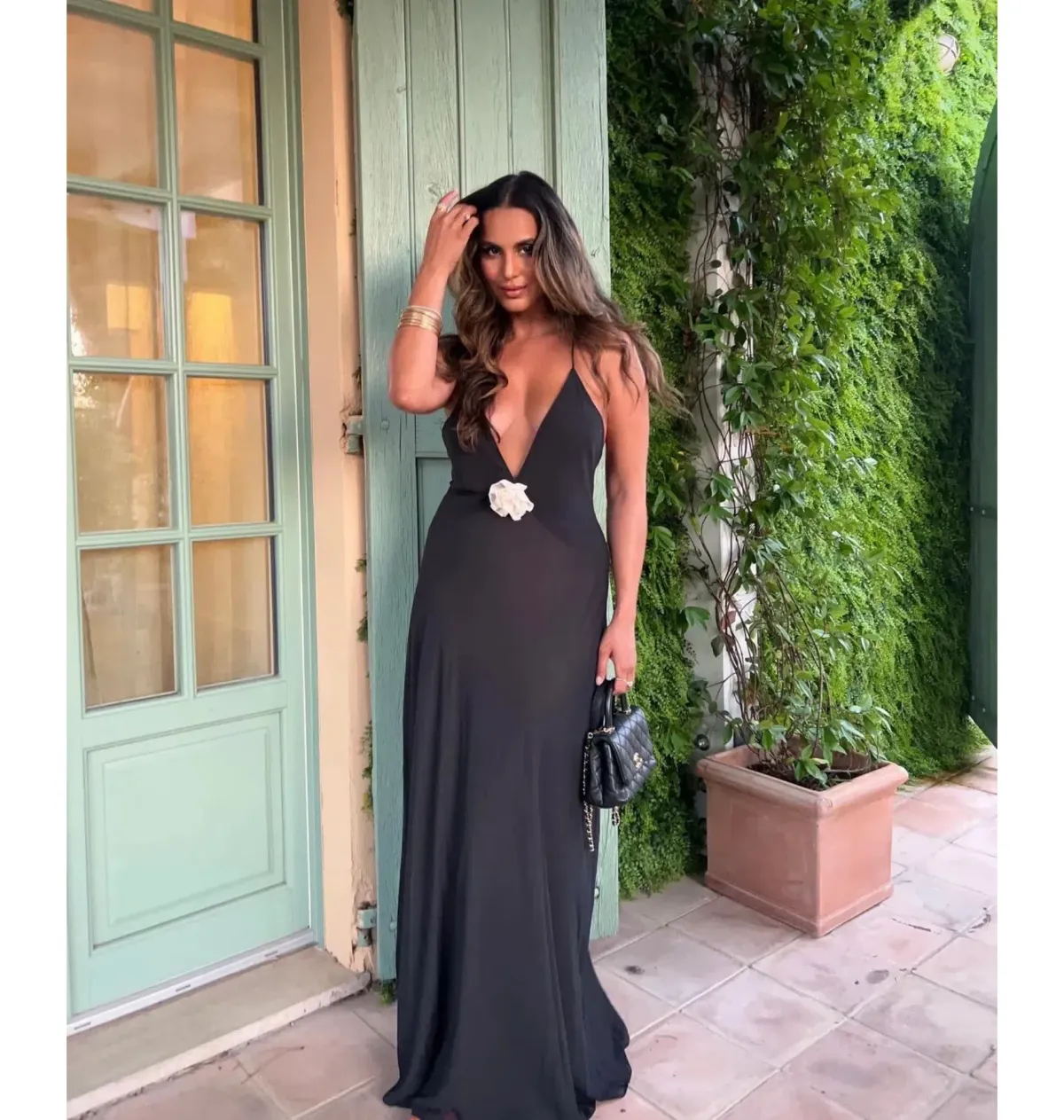 Helsa Sheer Deep V Maxi Dress Black Size S / AU 8 - Image 6