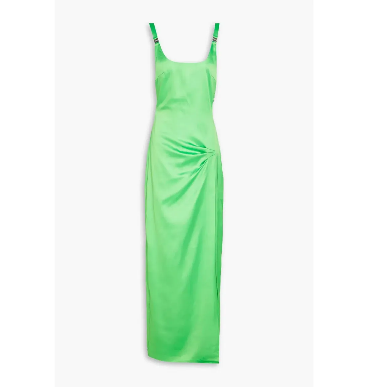 Rotate By Birger Christensen Satin Maxi Dress Neon Green Size AU 8 - Image 4