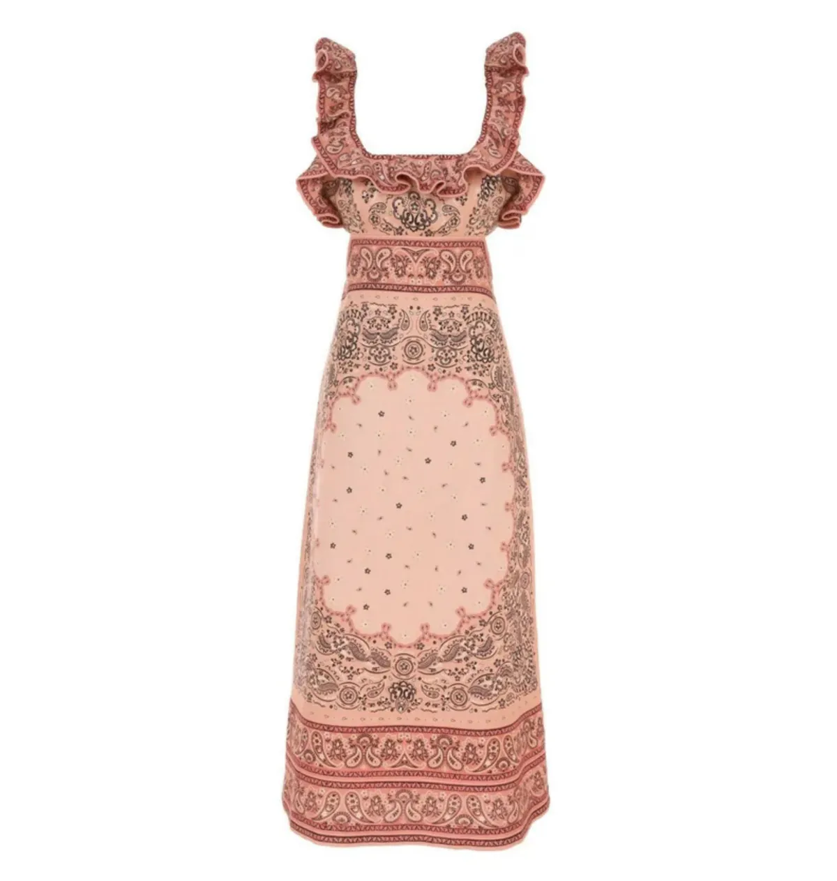 Zimmermann Matchmaker Frilled Midi Dress Pink Bandana Size 1 / AU 10 - Image 3