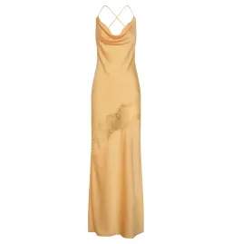 Meshki Chandra Lace Detail Satin Maxi Dress Lemon Size XS / AU 6 for rent on The Volte - image 5