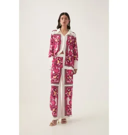 Aje Atomic Silk Shirt and Relaxed Pants Set Boldly Blooming Size AU 10 for rent on The Volte - image 1