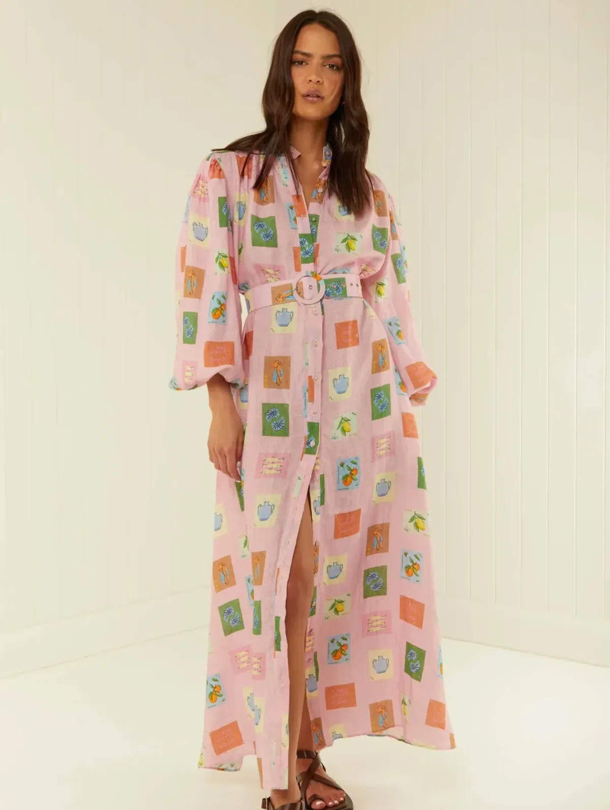 Palm Noosa Noddy Dress Pink Emblem Print Size 8 - Image 1