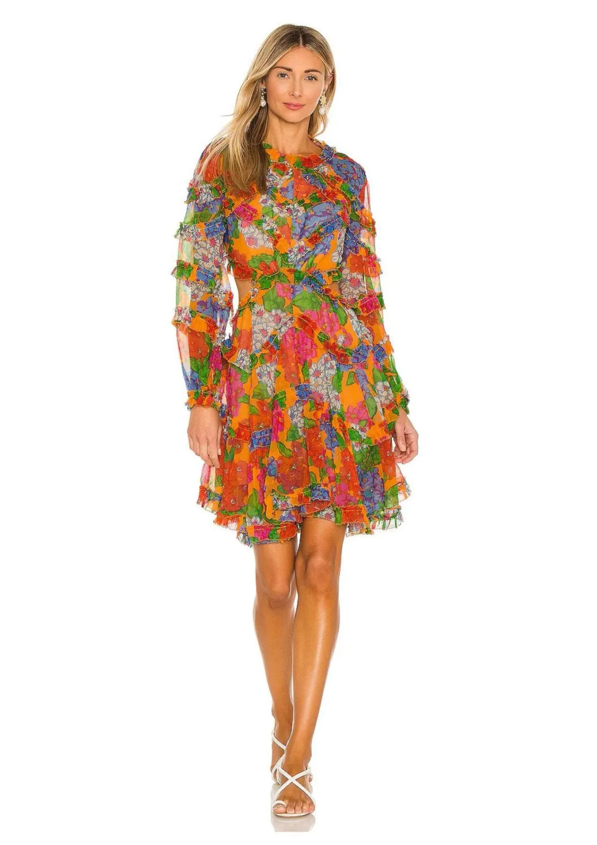 Zimmermann Riders Frill Mini Dress Mango Floral Size 0 / AU 8 - Image 2