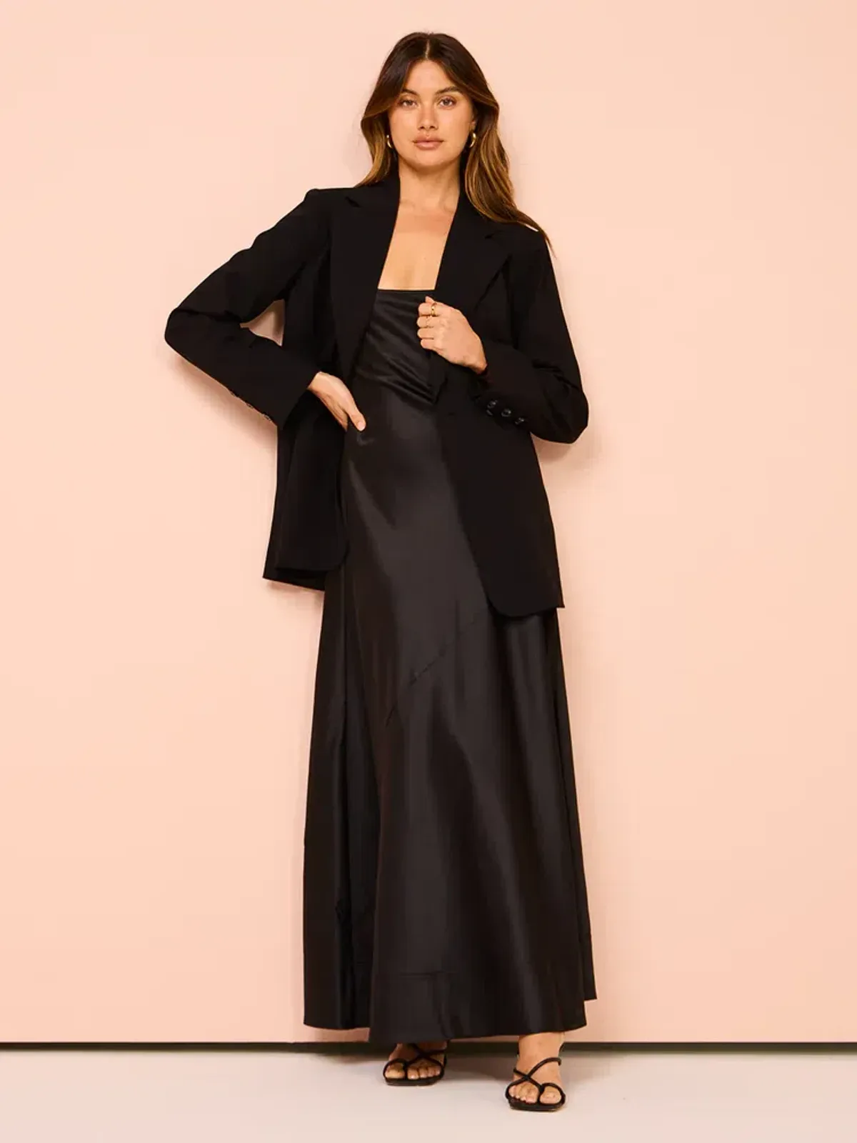 By Nicola Beneath The Stars Bias Cut Slip Dress In Black Size 12 - Image 8