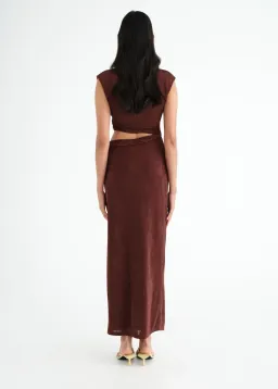 Benni Henri Twist Maxi Dress Chocolate Size XS / AU 6 for rent on The Volte - image 2