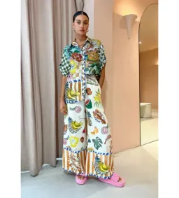 Alemais Theo Shirt and Pant Set Ivory Print Size AU 16 for rent on The Volte - image 1