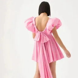 AJE Gretta Bow Back Dress Pink Size 16 for rent on The Volte - image 1