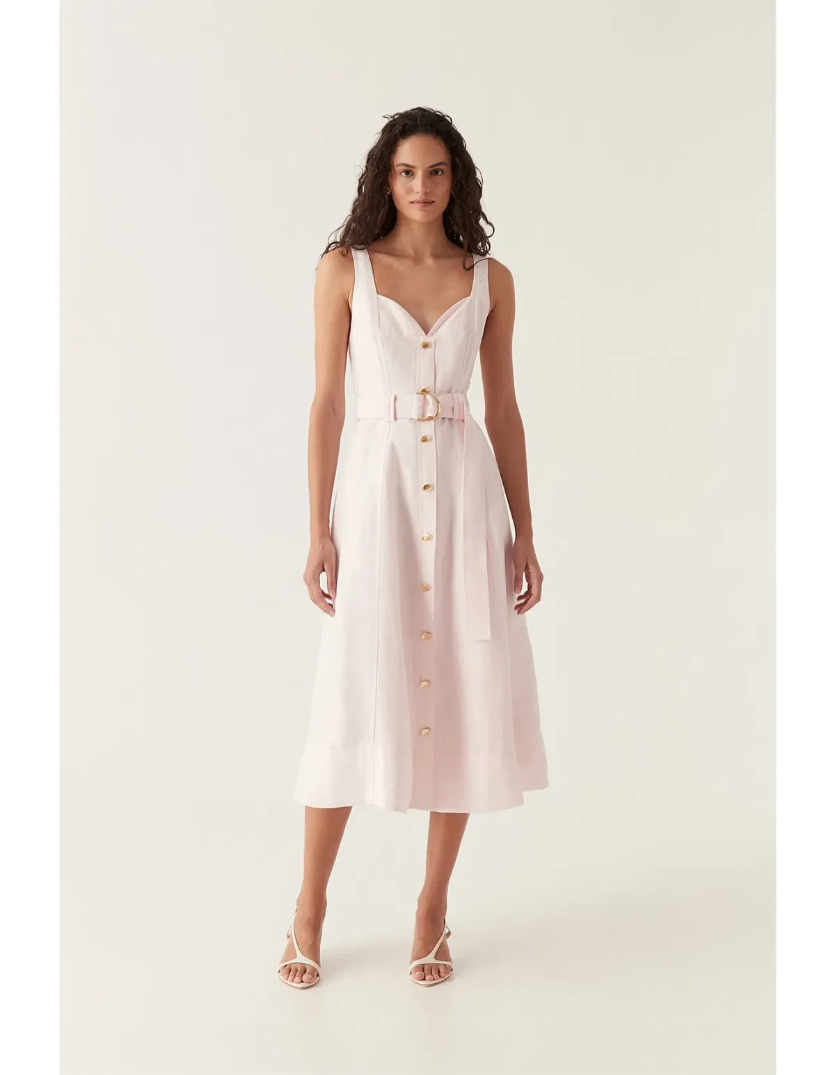 Aje Clay Belted Midi Dress Pastel Pink size8 - Image 8