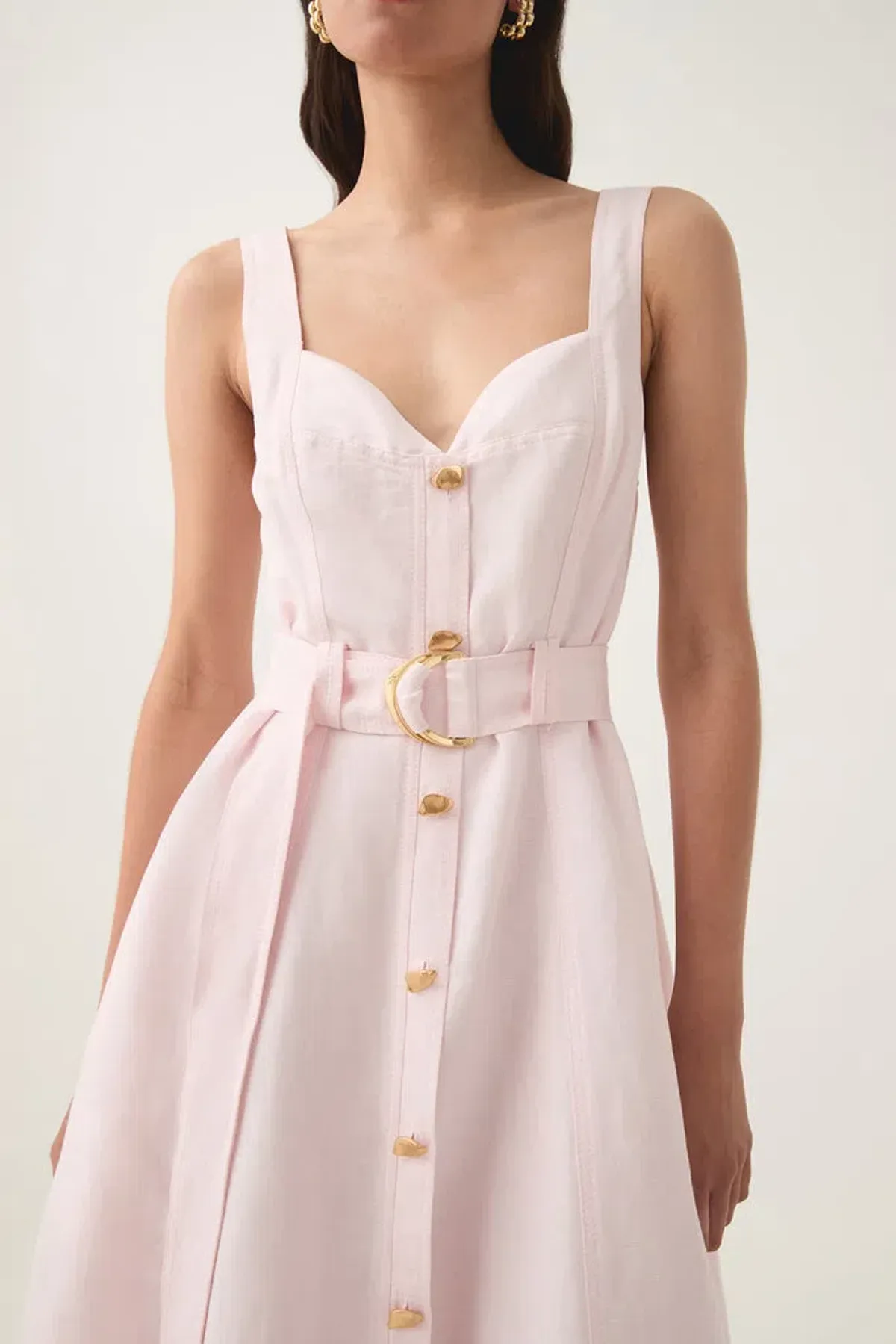 Aje Clay Belted Midi Dress Pastel Pink size8 - Image 4