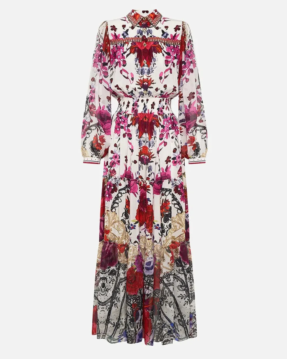 Camilla Button Through Tiered Maxi Dress Reign of Roses Print Size XL / AU 16  - Image 7