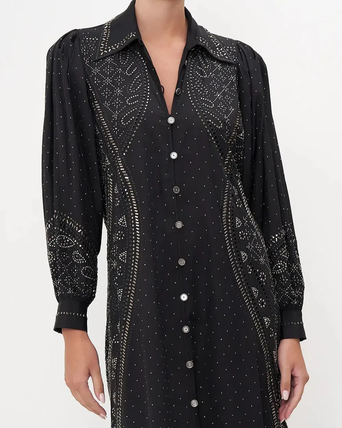 Camilla Curved Collar Shirt Midi Dress Luxe Espiritu  Size L / AU 14 - Image 4