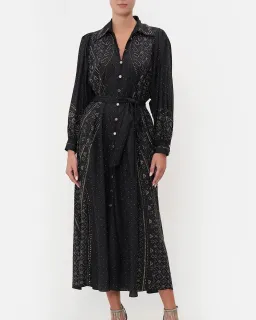 Camilla Curved Collar Shirt Midi Dress Luxe Espiritu  Size L / AU 14 for rent on The Volte - image 1