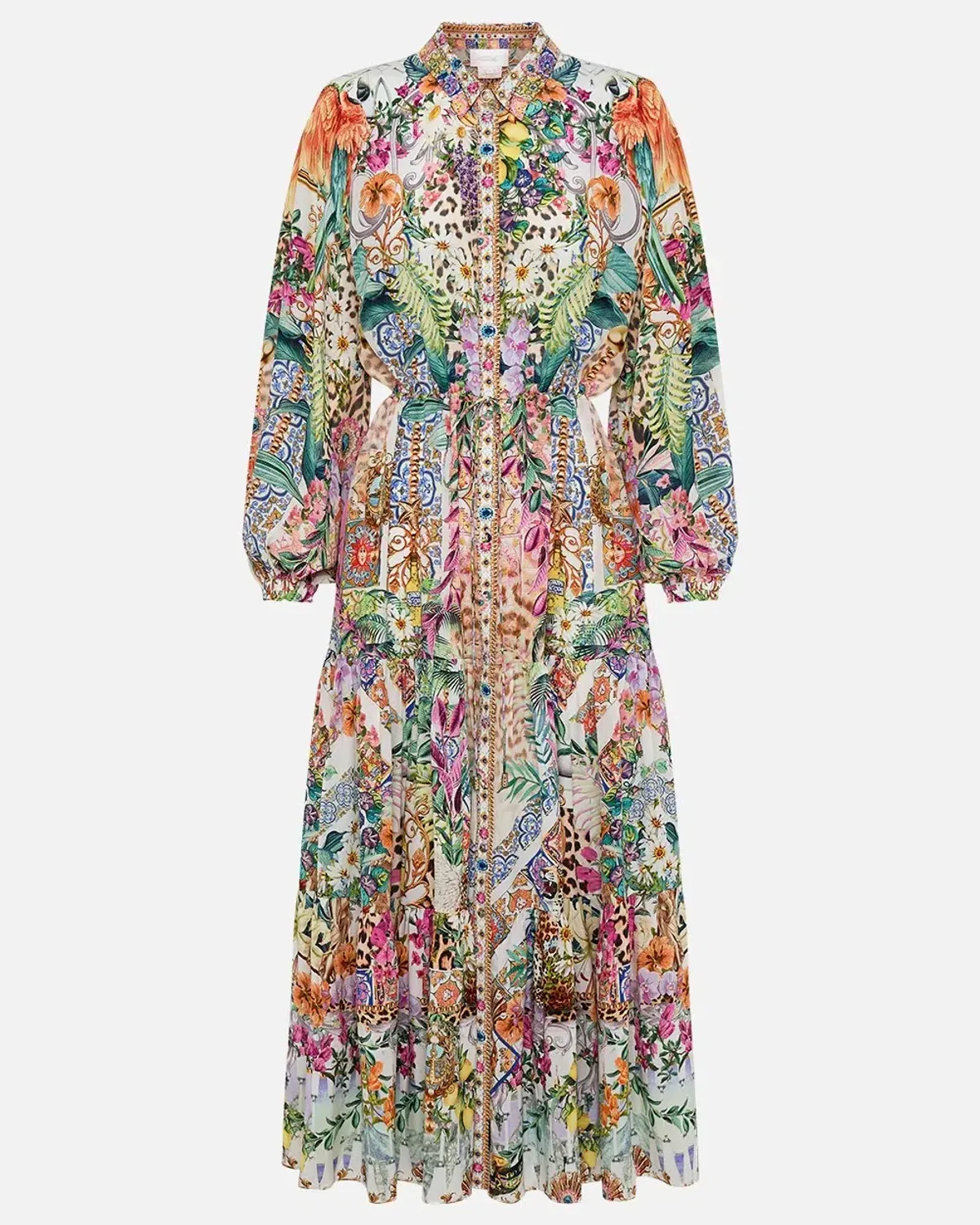 Camilla Flowers Of Neptune Tiered Long Shirt Dress Floral Size XXL / AU 18 - Image 5