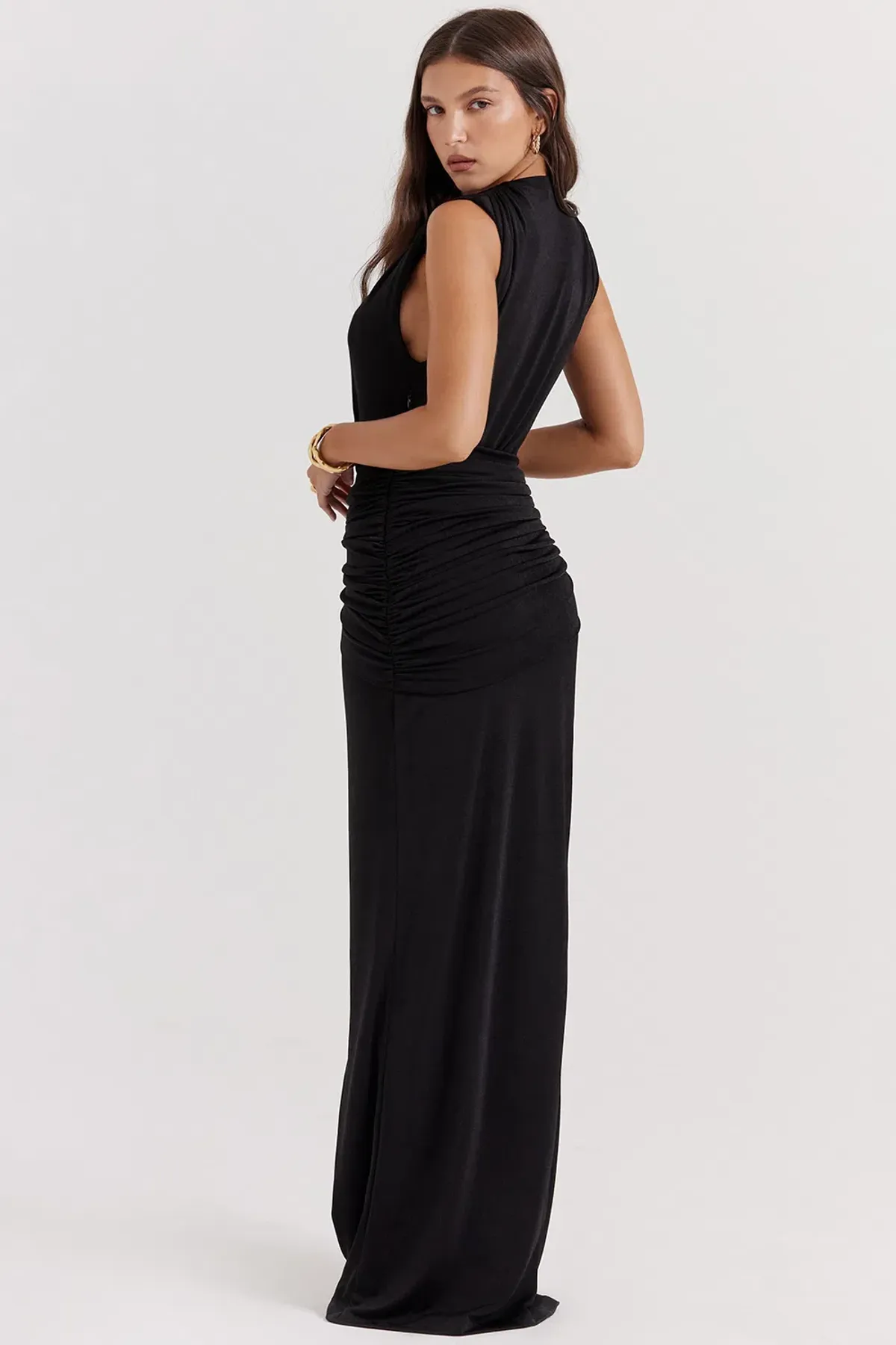 House of CB Larelle Plunge Maxi Dress Black Size 6 - Image 3