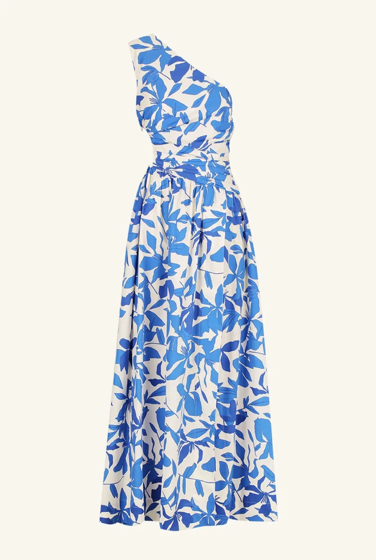 Shona Joy Bleue Asymmetrical Cut Out Maxi Dress Ivory/Aqua Print Size 12 - Image 7