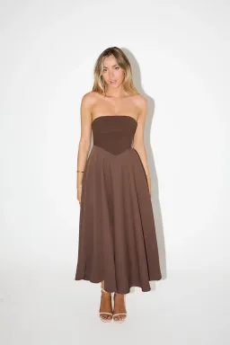 Odd Muse The Ultimate Muse Strapless Midi Dress Chocolate Size 10  for rent on The Volte - image 1