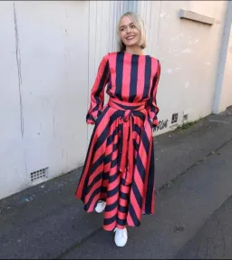 Binny Satin Dress Stripe Size AU 8   for rent on The Volte - image 2