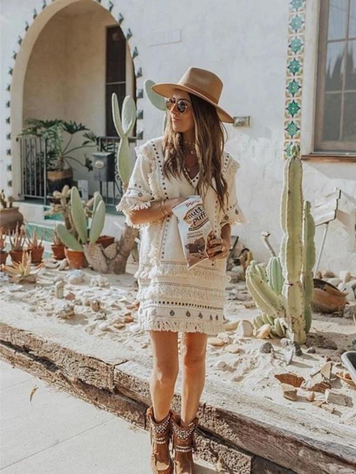 Spell and the Gypsy Alphie Smock Mini Dress Cream Size 6 - Image 1