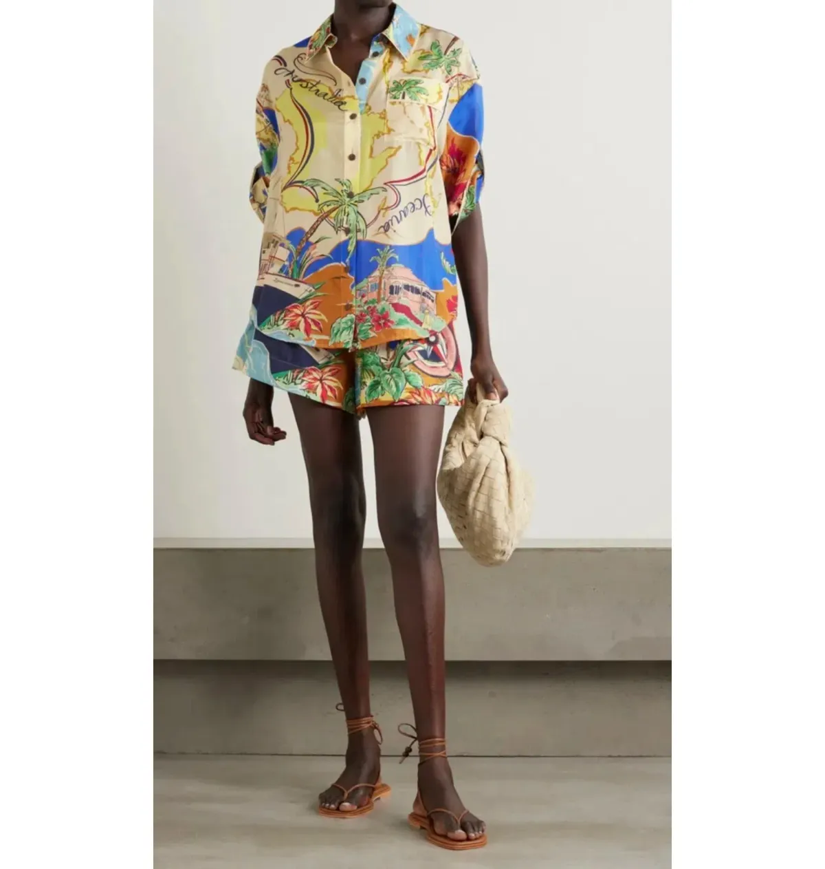 Zimmermann Alight Shorts And Shirt Set Natural Map Size 0P / AU 6 - Image 1