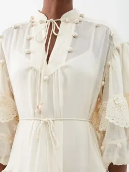 Zimmermann The Lyre Trim Tiered Midi Dress Cream Size 0 / AU 8 for rent on The Volte - image 2