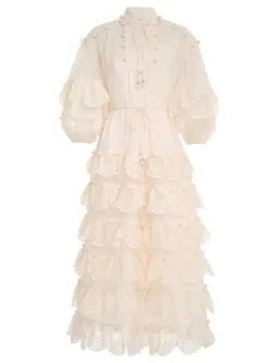 Zimmermann The Lyre Trim Tiered Midi Dress Cream Size 0 / AU 8 for rent on The Volte - image 8