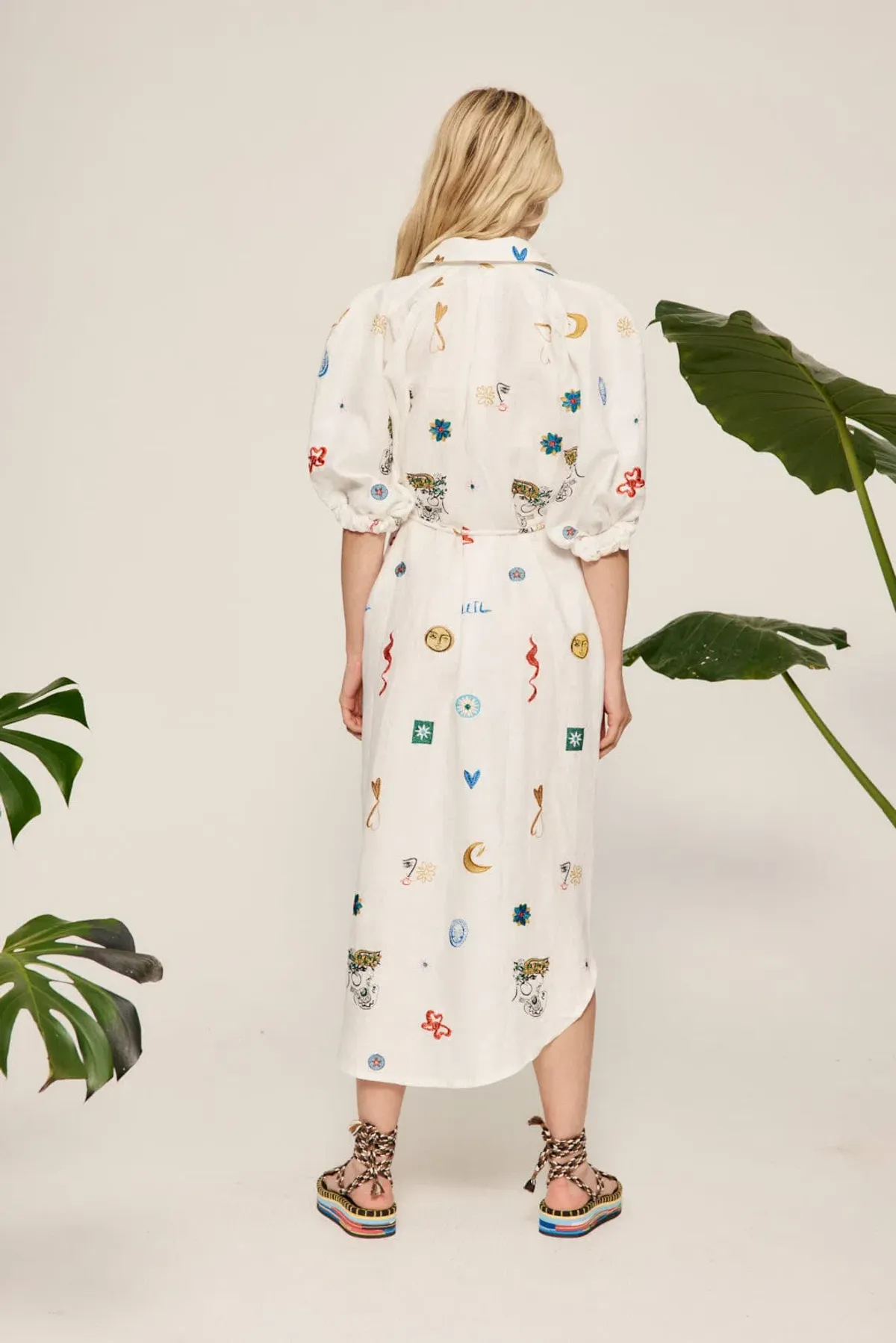Alémais Soleil Embroidered Shirtdress White/Multi Size 12 - Image 3