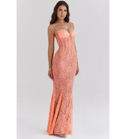 House Of CB Cordelia Lace Godet  Maxi Dress Sorbet Size XS / 6 for rent on The Volte - image 4