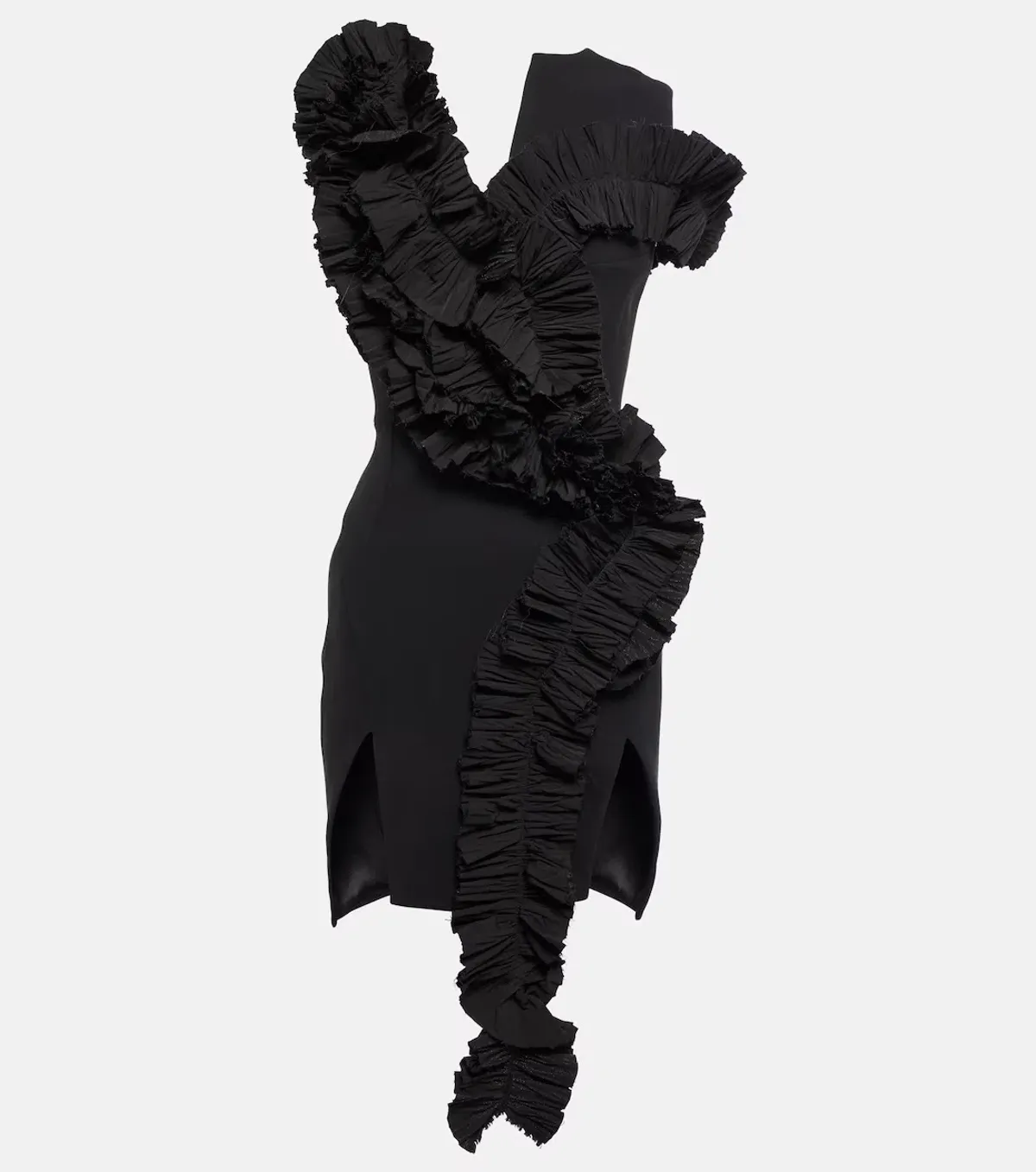 Toni Maticevski Avery Ruffled Crepe Mini Dress Black Size 8 - Image 4