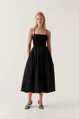 Aje Danica Tie Back Midi Dress Black Size AU 16 for rent on The Volte - image 1