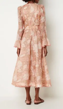 Zimmermann Kaleidoscope Belted Embellished Linen And Silk Blend Midi Dress Floral Size 0 / AU 8 for rent on The Volte - image 3