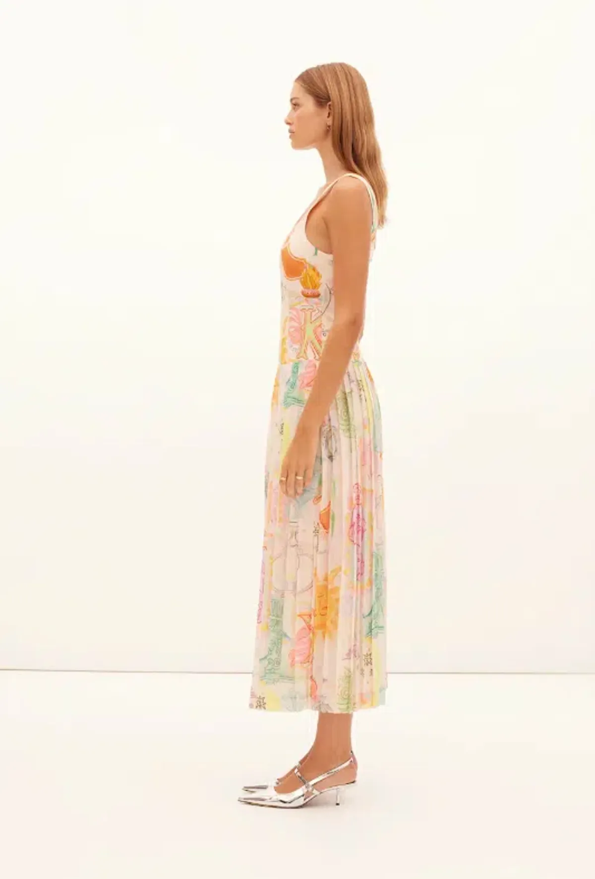 Kate Ford  Ethelinda Pleated Corset Midi Dress Solstice Print Size 4 / AU 14 - Image 5