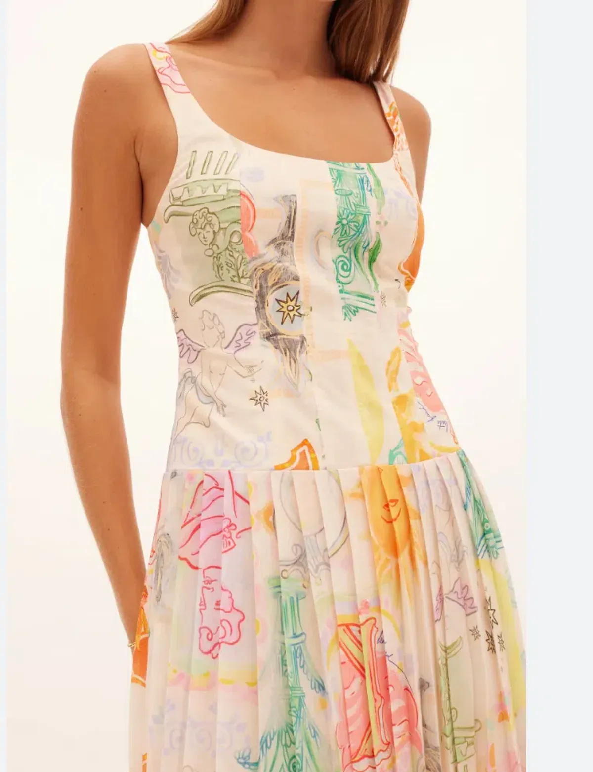 Kate Ford  Ethelinda Pleated Corset Midi Dress Solstice Print Size 4 / AU 14 - Image 4