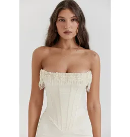 House of CB Nalitta Embellished Strapless Dress Vintage Cream Size Small / AU 8 for rent on The Volte - image 3