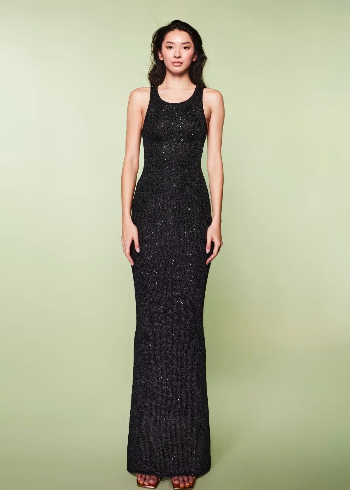 Asta Resort Natalia Long Maxi Dress in Black Sequin Size M / AU 10 - Image 4