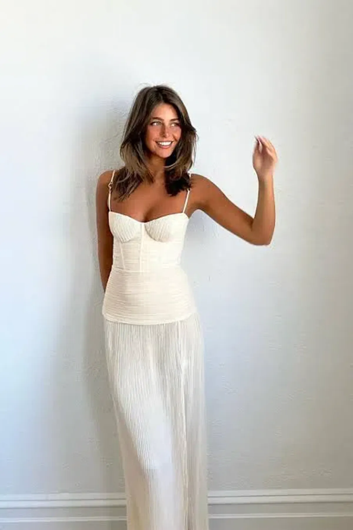 Manning Cartell Double Time Pleat Dress in White | Size S Small AU 8 - Image 6