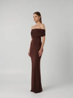 Effie Kats Viela Gown Cocoa Brown Size XS (6-8 AU) for rent on The Volte - image 2