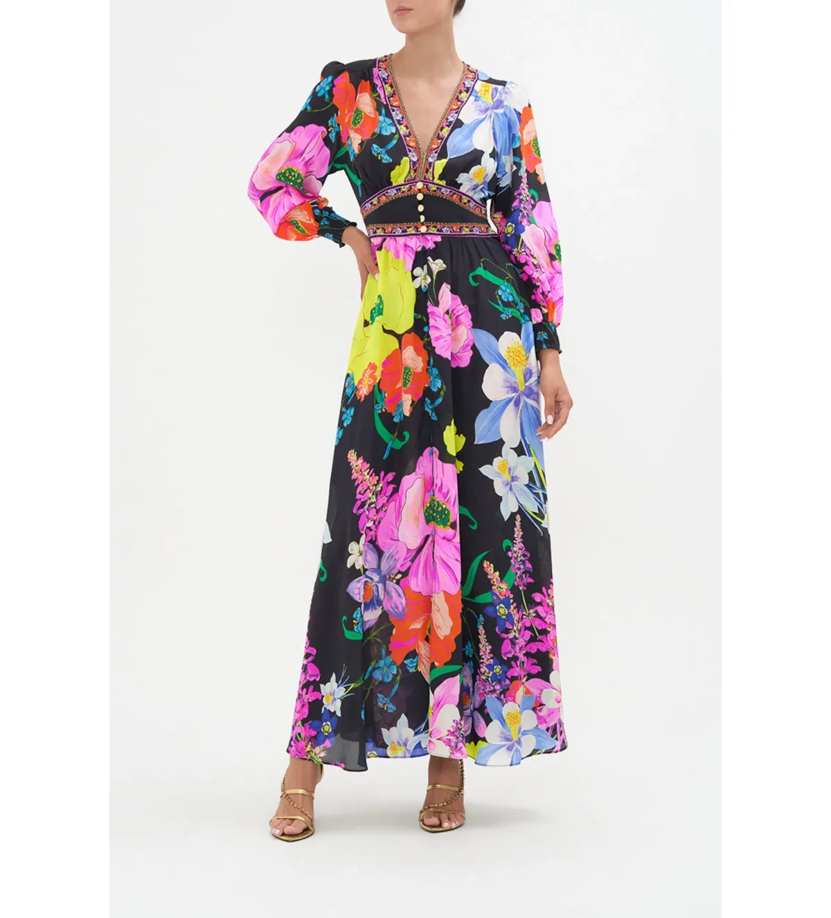 Camilla Button Dress with Shaped Waistband Away With The Fairies Size S/Au 10 - Image 1