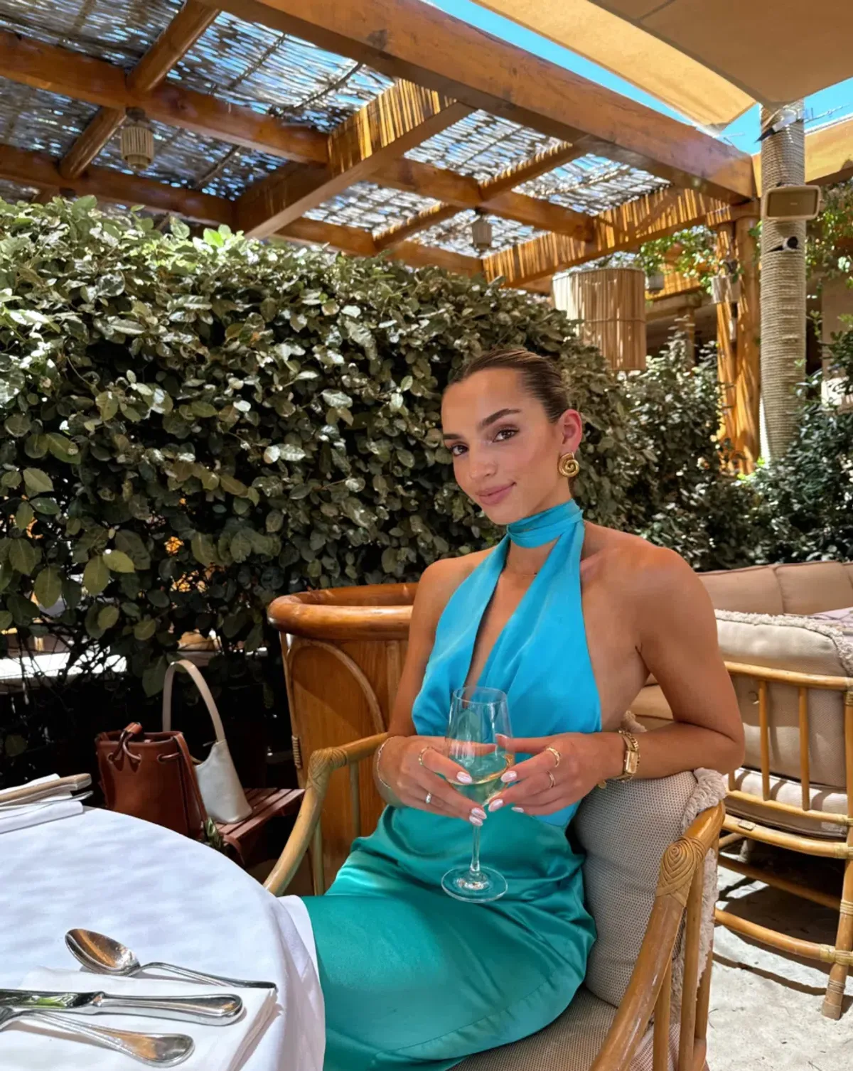 The Wolf Gang Oahu Slip Maxi Dress in Aquamarine Blue | Size S Small AU 8  - Image 1