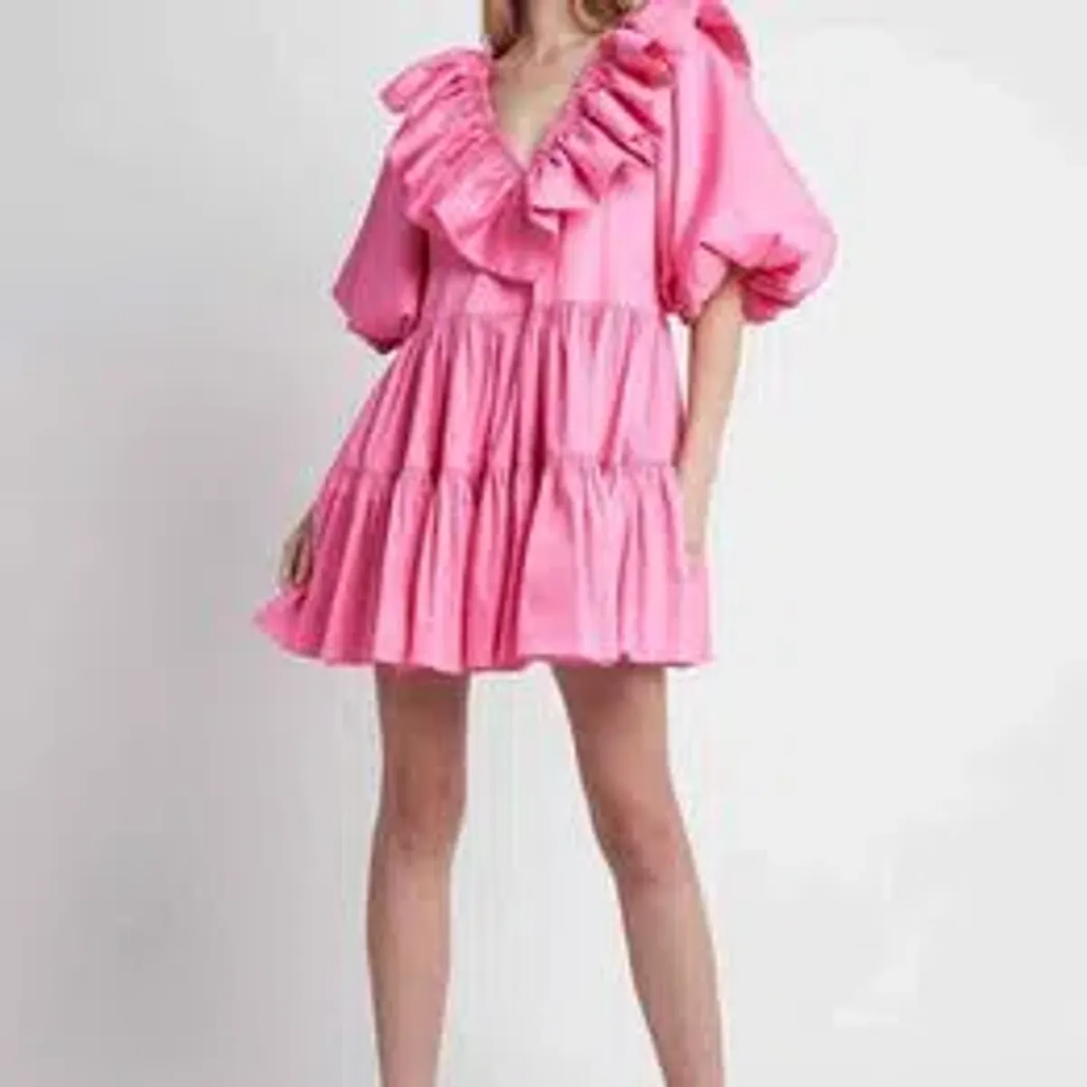 Aje Solstice Dress Ruffle Tiered Smock Dress Pink Size 6 - Image 2